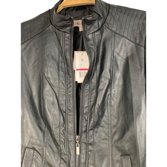 New Philosophy Faux Leather Black Moto Jacket Small - Picture 3 of 12